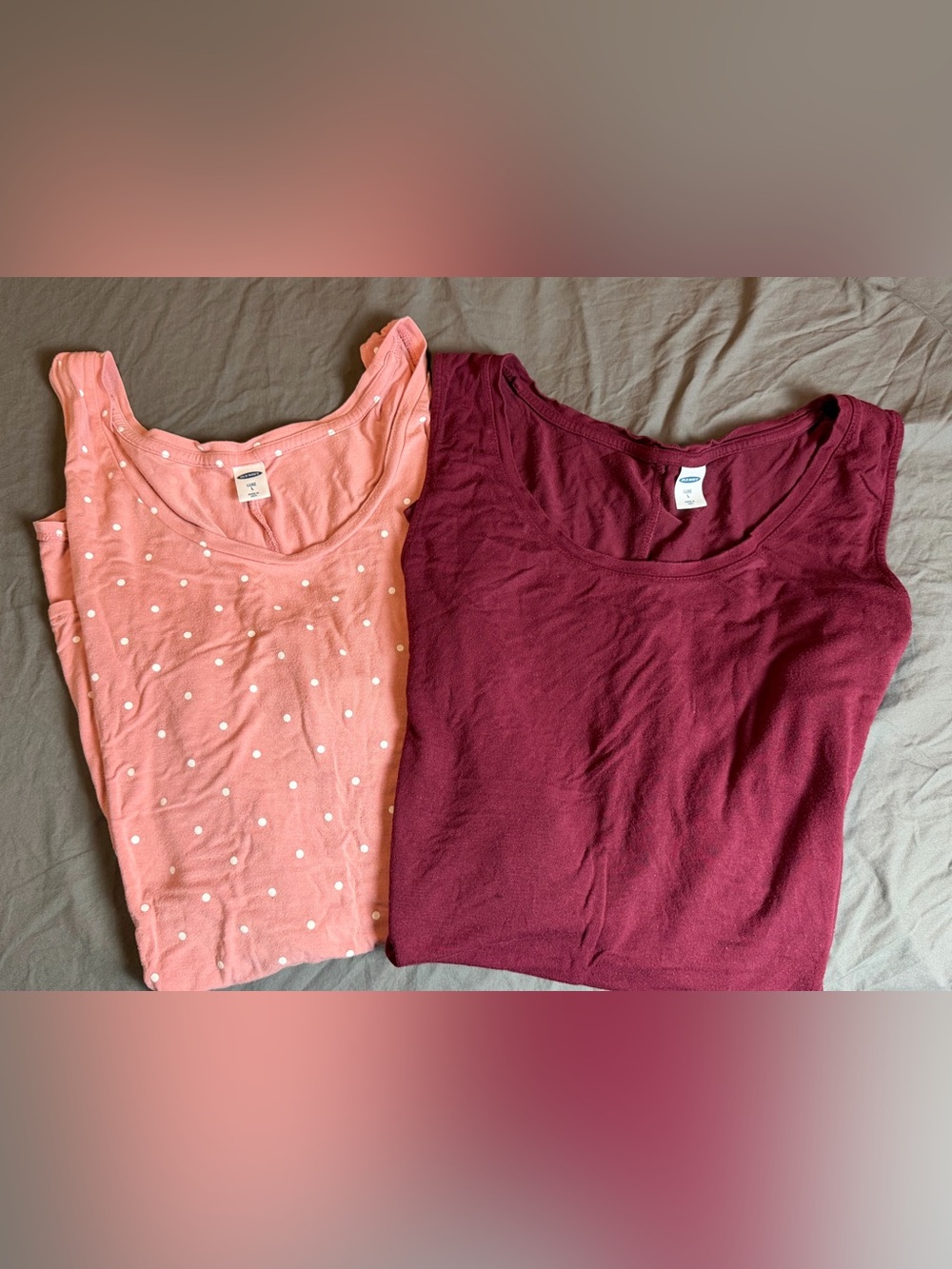 Old Navy Pink Polka Dot & Burgundy Tank Tops - Women’s 2-Pack